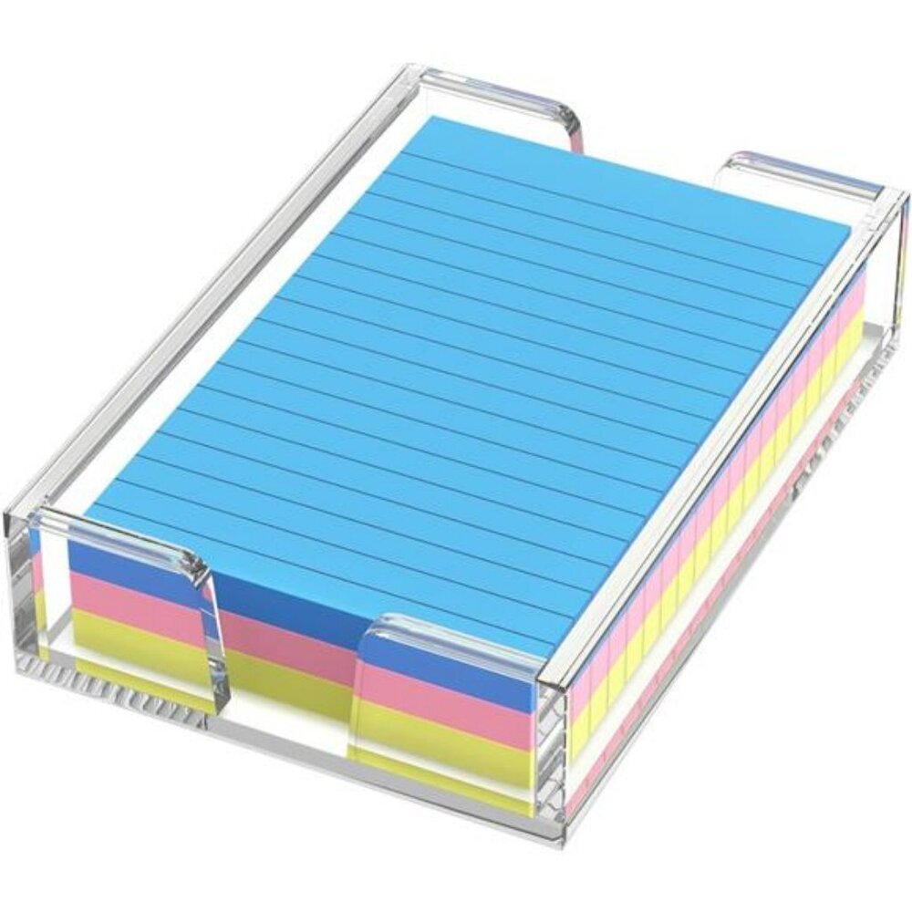 Acrylic Sticky Note Holder 4x6 Clear Memo Pad Dispenser Desk Organizer Tray